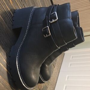 Madden Girl Black Ankle Boots with Buckles